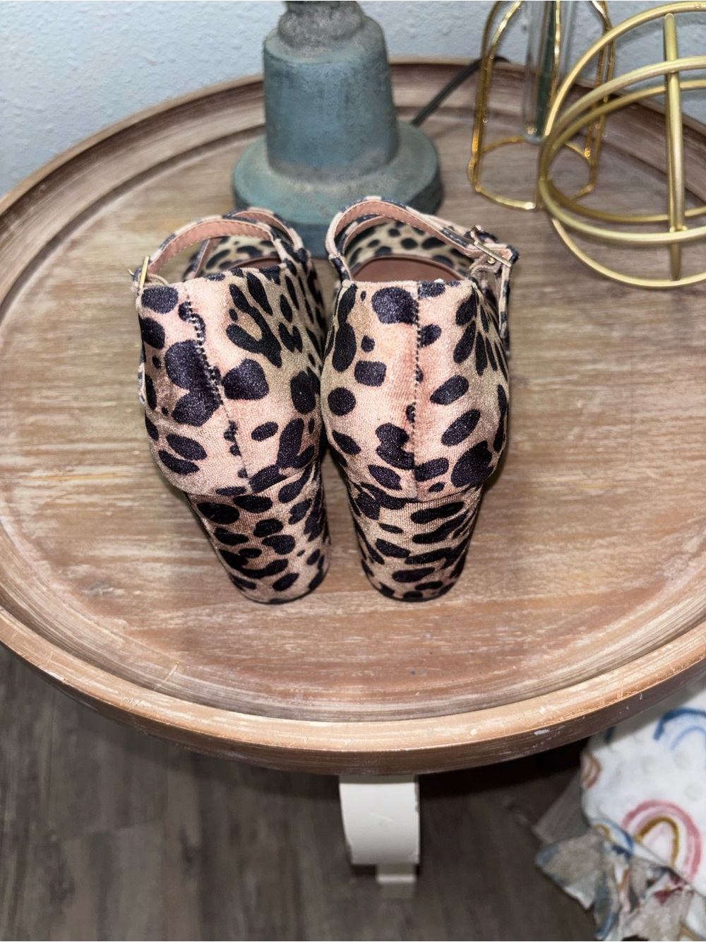 Report Leopard-Print Double-Strap Mary Jane Heels in Tan and Black Size 9 - Picture 2 of 5